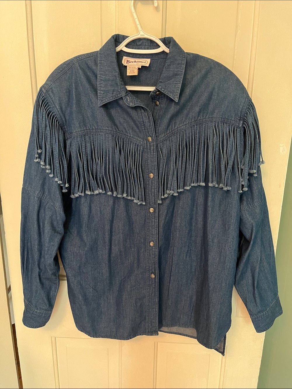 Bechamel Blue Denim Fringe Button-Down Shirt